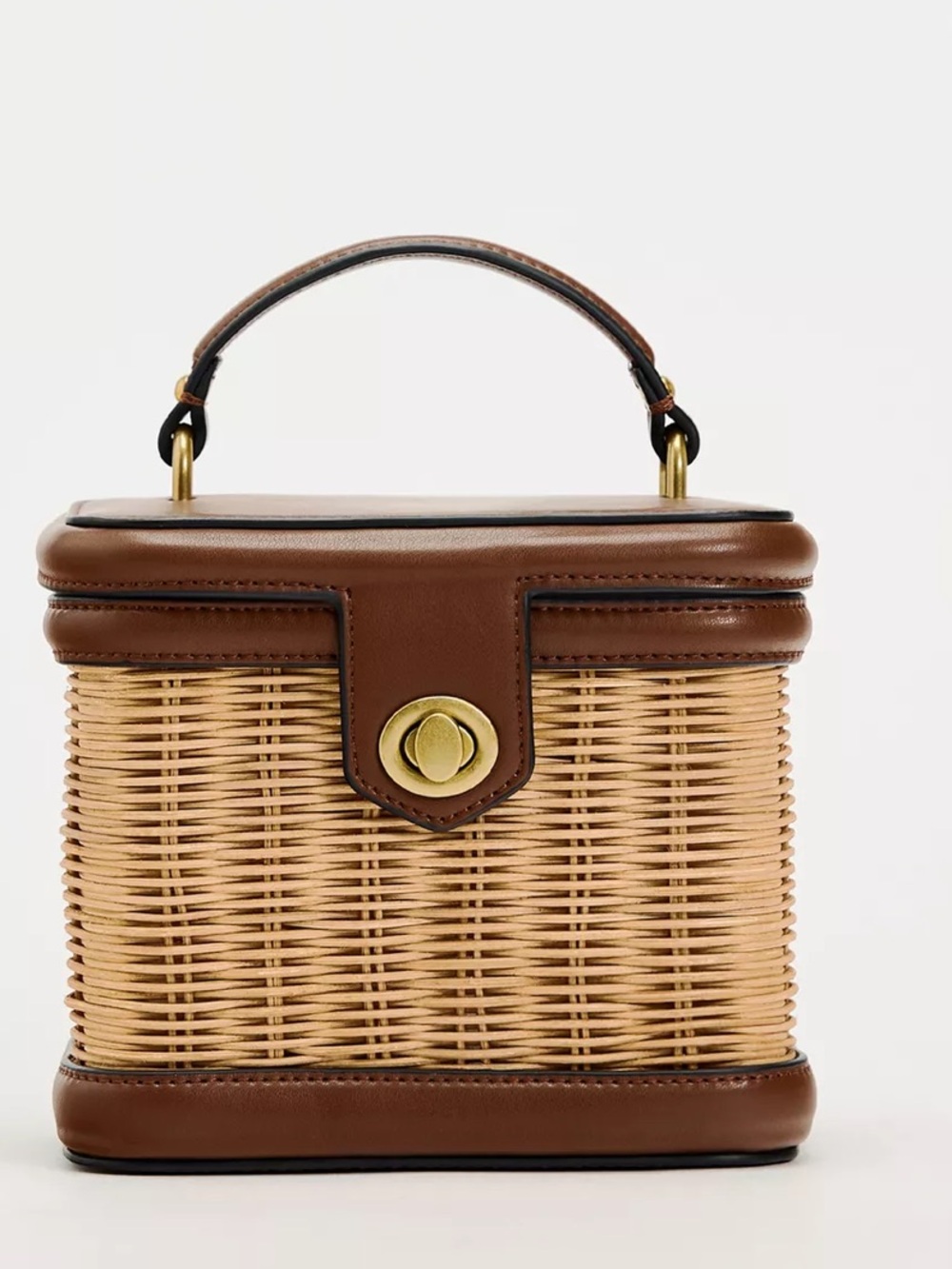 Zara Brown Wicker Top-Handle Women's Bag